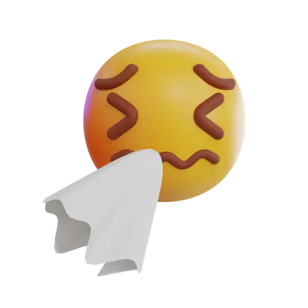 Sneezing with Tissue Emoji  3D Icon