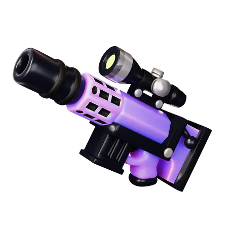 Cute Cartoon Sniper Rifle Gun Weapon In Black And Purple Tone Police Bandit And Military Weapon Defense Help Option Against Enemy Aggressor Anti Terrorism Action 3D Icon