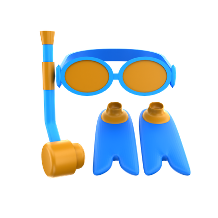 Snorkeling Tools 3D Icon