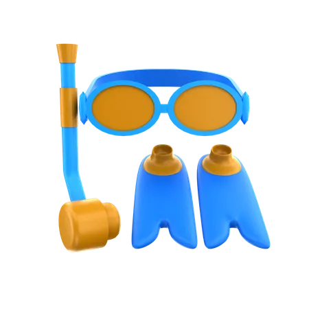 Snorkeling Tools 3D Icon