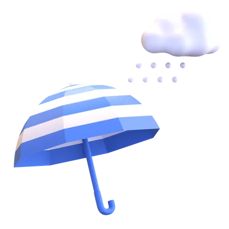 Snow Cloud Umbrella 3D Illustration