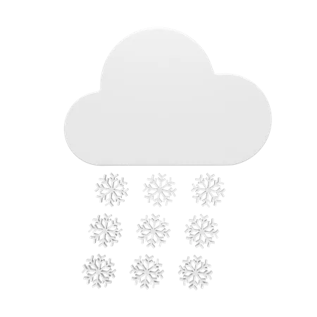 3 D Icon Of White Snow Falling From The Clouds 3D Icon