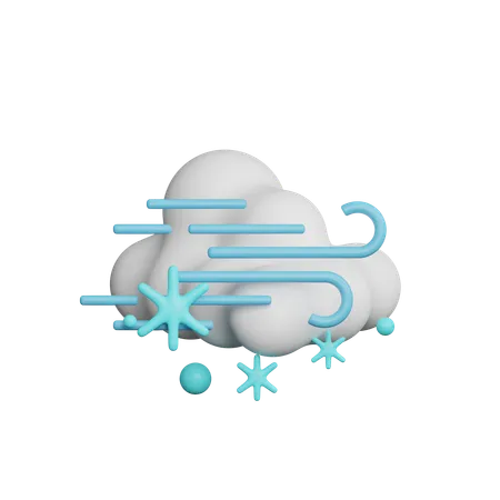 Snow Falling Cloudy Windy  3D Icon