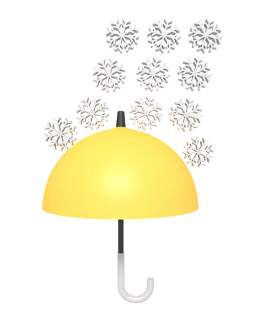 3 D Icon Of White Snow Falling On The Umbrella 3D Icon