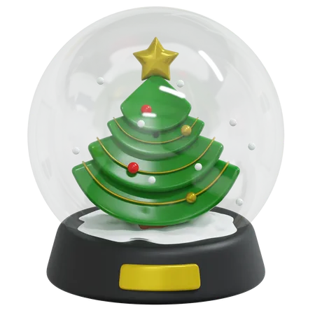 Pine Tree Inside Snow Ball Toy 3 D Icon Christmas Illustration 3D Icon
