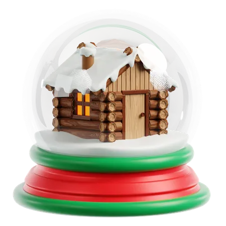 Snow Globe and Winter House  3D Icon