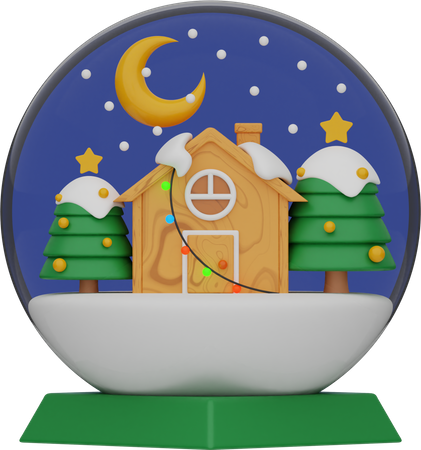 Snow Globe Home Garden  3D Illustration