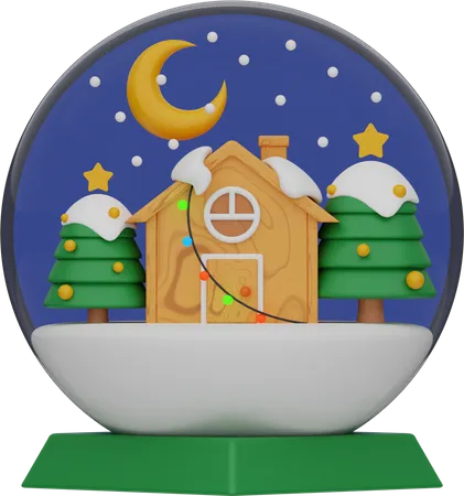 Snow Globe Home Garden  3D Illustration