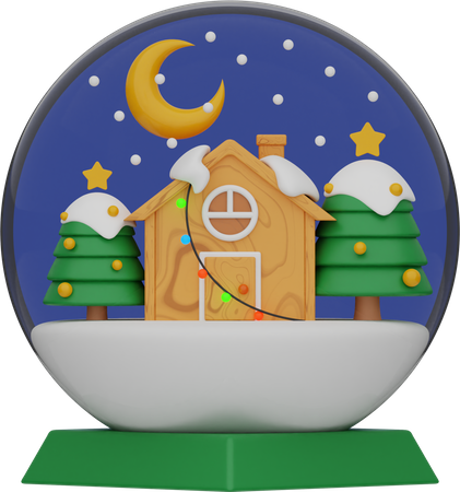 Snow Globe Home Garden 3D Illustration