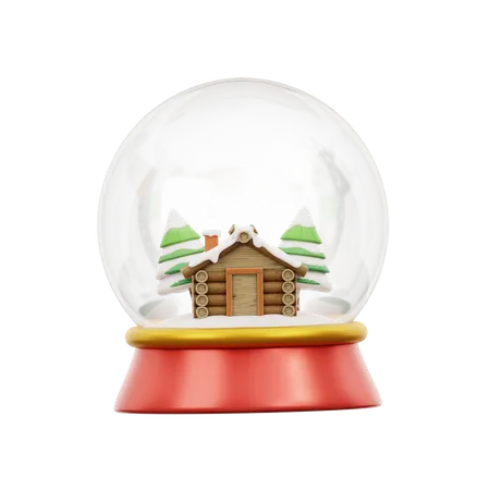Snow Globe Wood House  3D Icon