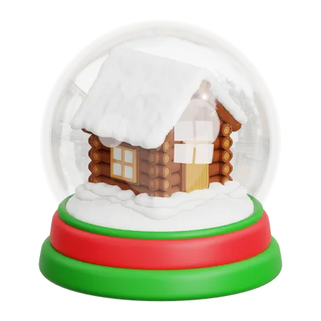 Snow House In Snow Globe  3D Icon