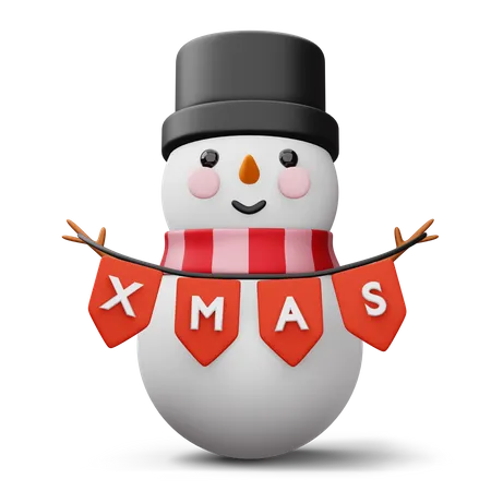 Cute Snowman Character Merry Christmas 3D Icon