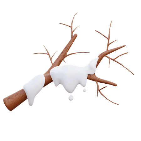 Snow On Branches 3D Illustration