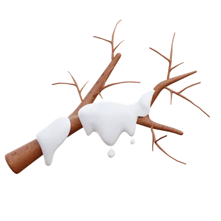 Snow On Branches  3D Illustration