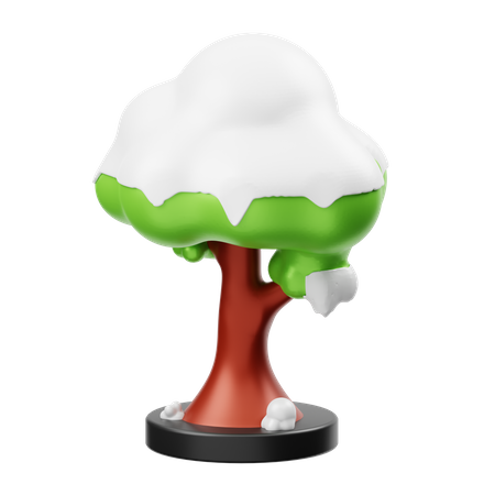 Snow On Tree  3D Illustration