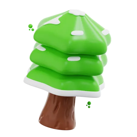 3 D Rendering Snowy Tree Illustration 3D Icon