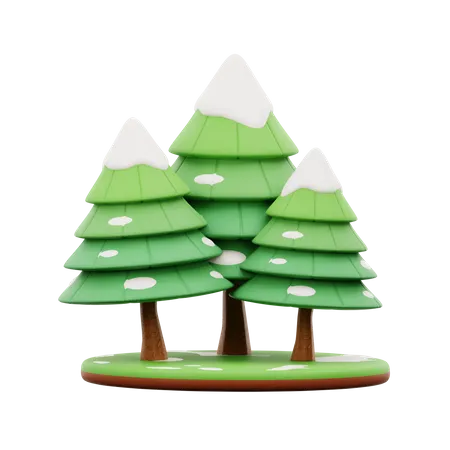 Snow Trees 3 D Icon 3D Icon