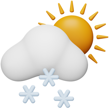 Snow with Sun  3D Icon