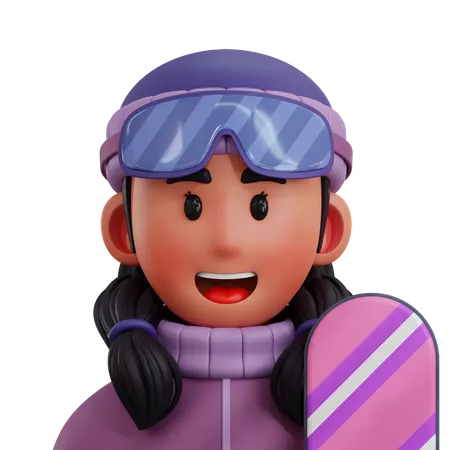 Snowboarder Player  3D Icon