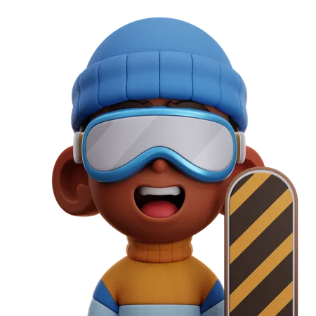 Snowboarder Player  3D Icon