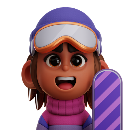 SNOWBOARDER WOMAN PLAYER  3D Icon