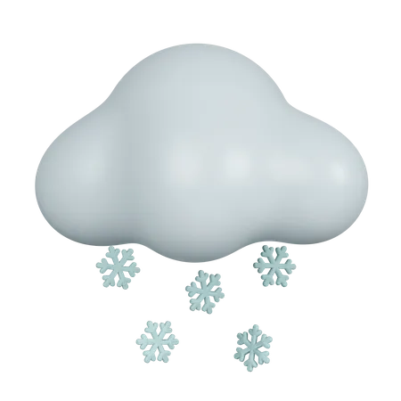 3 D Weather Cloud With Snowflakes Snowy Day Icon Isolated On Gray Background 3 D Rendering Illustration Clipping Path 3D Icon