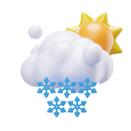 日中の降雪  3D Icon