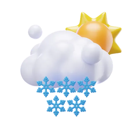 日中の降雪  3D Icon