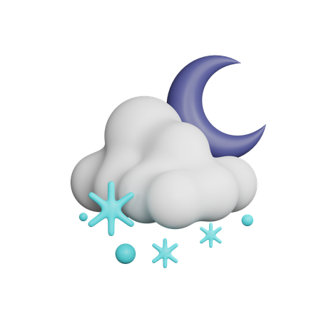 Snowfall at Night with Half Moon  3D Icon