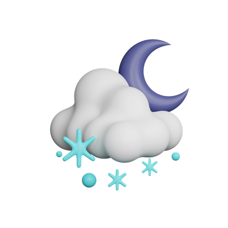 Snowfall at Night with Half Moon  3D Icon