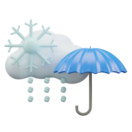 Snowfall Umbrella  3D Icon