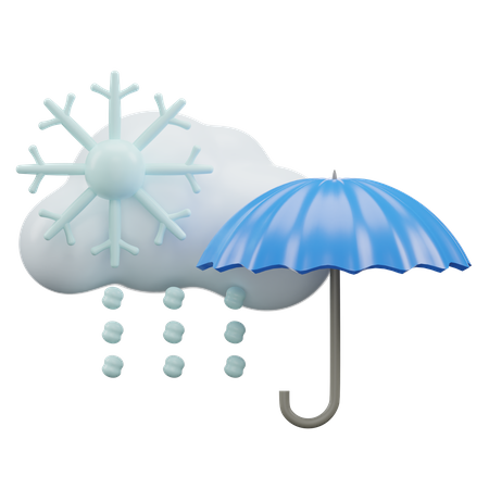 Snowfall Umbrella  3D Icon