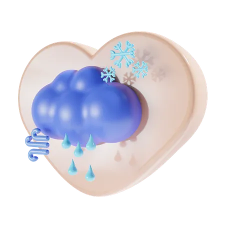 Snowfall With Heart  3D Icon