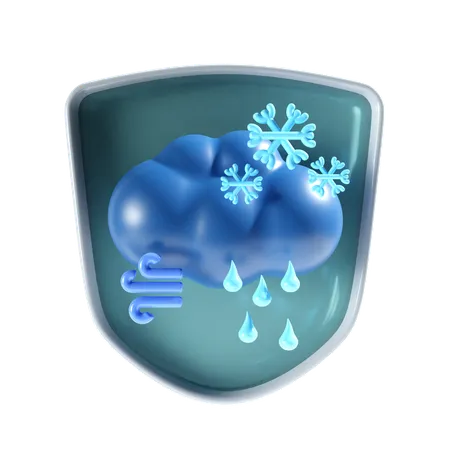 Snowfall with shield  3D Icon