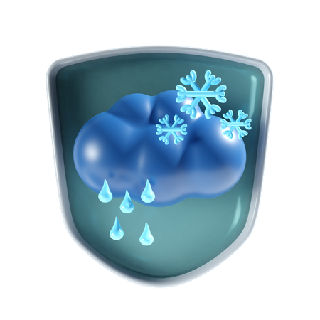 Snowfall with shield  3D Icon