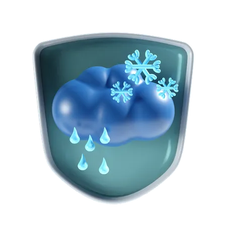 Snowfall with shield  3D Icon