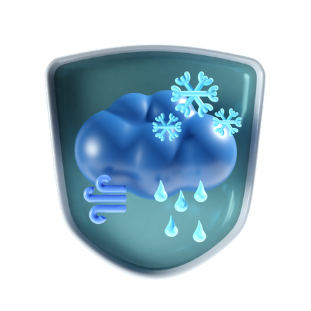 Snowfall with shield  3D Icon
