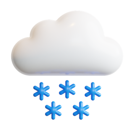 Snowflake With Cloud  3D Icon