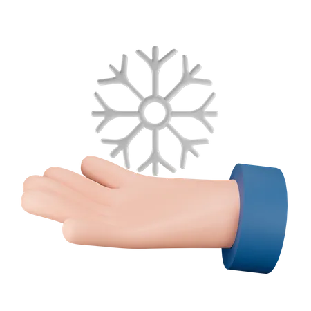 Snowflake With Hand 3D Illustration