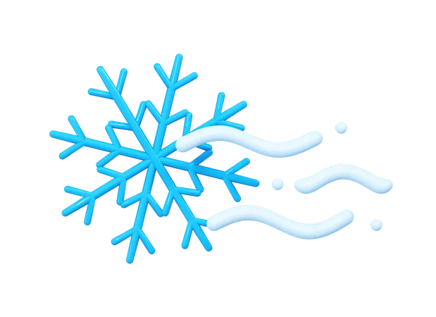 Snowflake With Wind  3D Icon