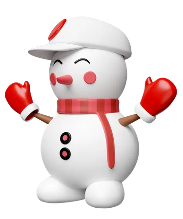 3 D Snowman With Hat Warm Mittens Scarf Isolated Merry Christmas And Festive New Year 3 D Render Illustration 3D Icon