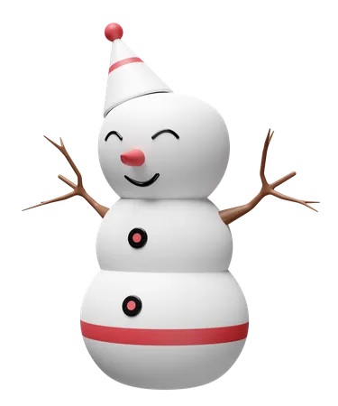 3 D Snowman With Funnel Hat Isolated Merry Christmas And Festive New Year 3 D Render Illustration 3D Icon