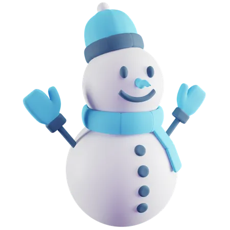 3 D Illustration Of Blue Snowman 3D Icon
