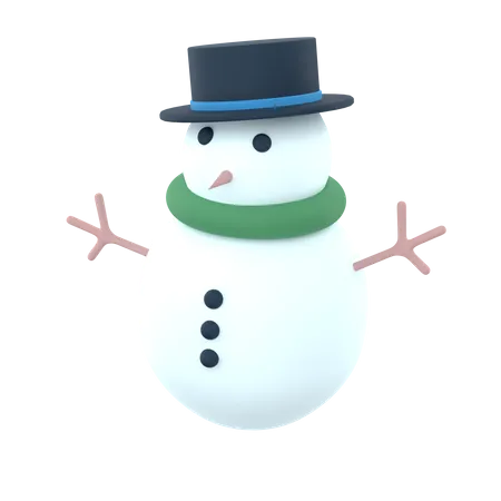 3 D Illustration Of A Snowman With A Black Hat 3D Icon