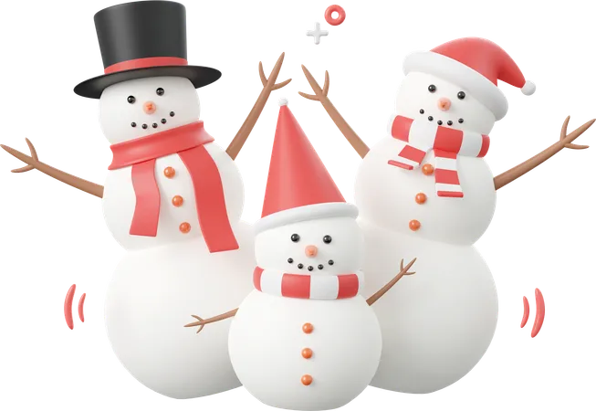 White Cute Snowman Christmas Theme Elements 3 D Illustration 3D Icon