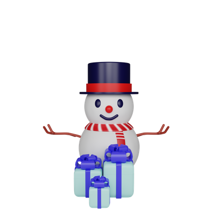 Snowman And Gifts 3D Icon