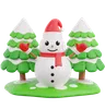 Snowman And Pine Tree