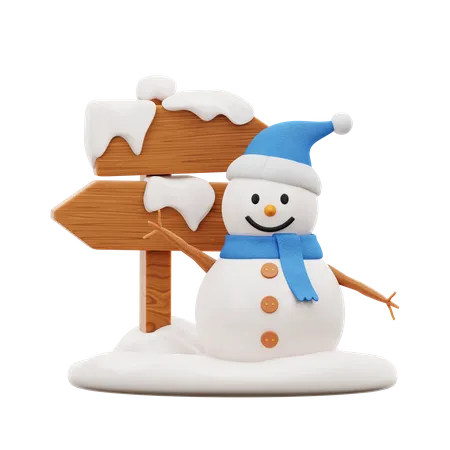 Snowman And Sign  3D Icon