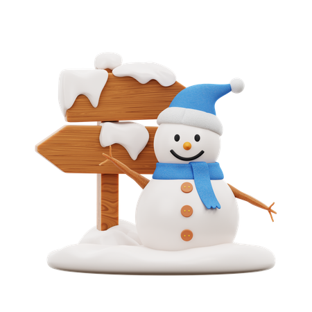 Snowman And Signboard  3D Icon