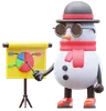 Snowman Character Doing Presentation